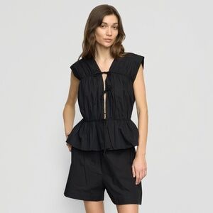 Modern Citizen Neha Tie-Front Organic Cotton Blouse Size XSBlack / XS